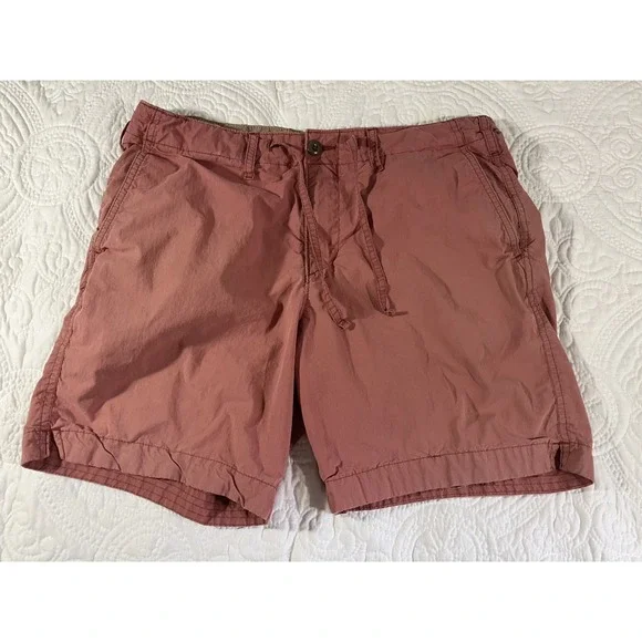 Abercrombie & Fitch Chino Shorts Mens Size 30 Salmon Distressed Drawstring - Picture 1 of 6